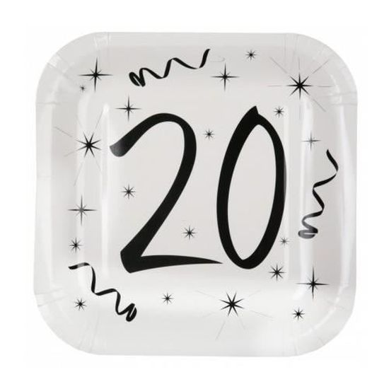 10 Assiettes Anniversaire Noir Et Blanc Avec Age Blanc Ans Achat Vente Assiette Jetable Cdiscount