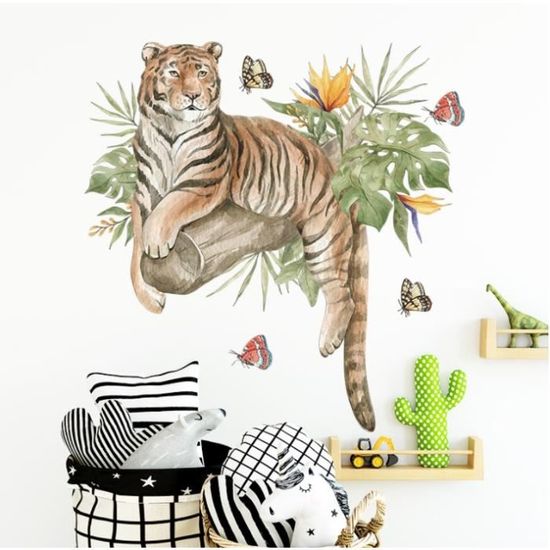 DECOWALL DSL-8057 Autocollants Muraux Animaux De La Jungle Pour Chambre D' Enfant, Chambre D'enfant