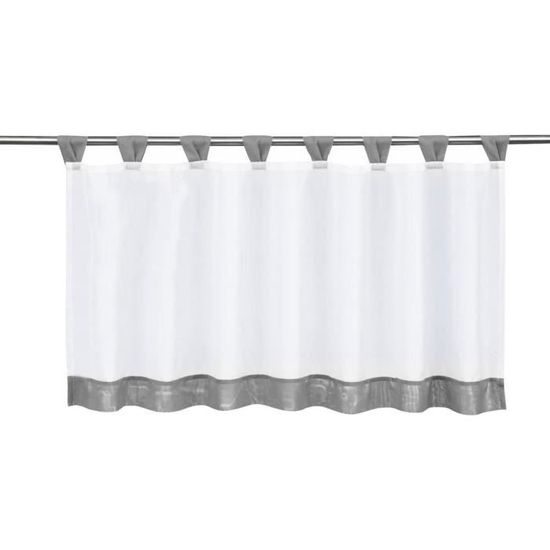 Rideau Voilage Bistrot - 45 X 120 Cm, Blanc, Polyester, Semi-transparent, Passants Inclus