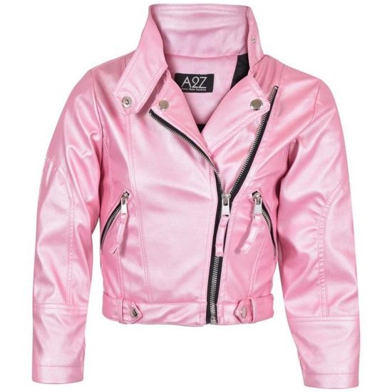 Veste En Cuir Pour Enfant Fille Garçon - Manteau D'Hiver Coupe-Vent Style Moto | Taille 3 à 13 Ans