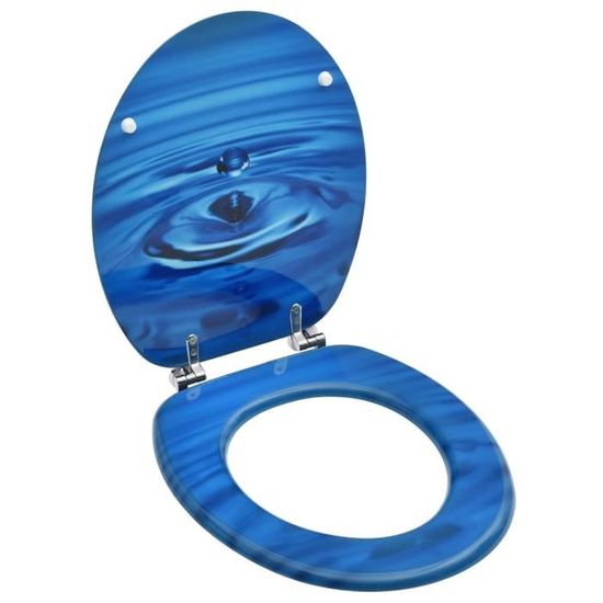 4137LIFE® Luxueux Abattant WC Siège de toilette avec couvercle Deluxe,Assemblage Facile Cuvette WC MDF Bleu Gouttes d'eau