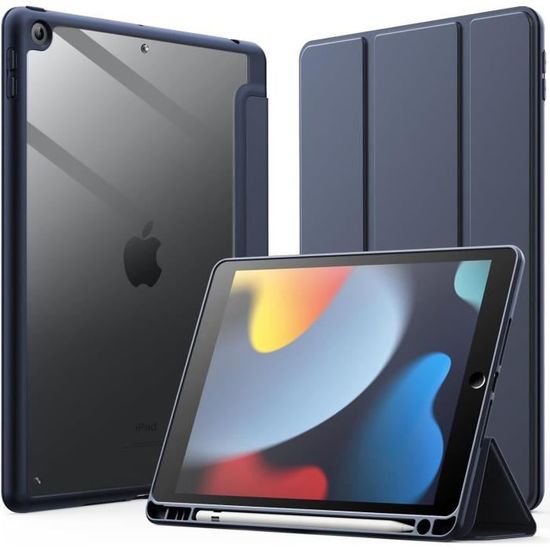 VAGHVEO Coque pour iPad 9ème 10,2 2021/ 8ème 2020/2019 7ème Génération, iPad Air 10.5 Pouces/Pro 10,5 2017 Étui Flexible Smart Cover Case (Veille/Réveil Auto) Housse Arrière TPU Souple, Violet Gris