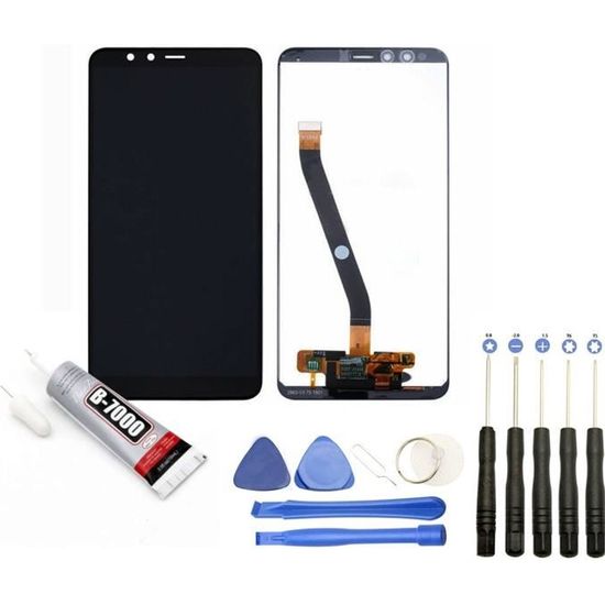 Écran LCD + Vitre Tactile Complète Pour Huawei Y6 2017 - Noir - Avec Outils Et Colle Inclus