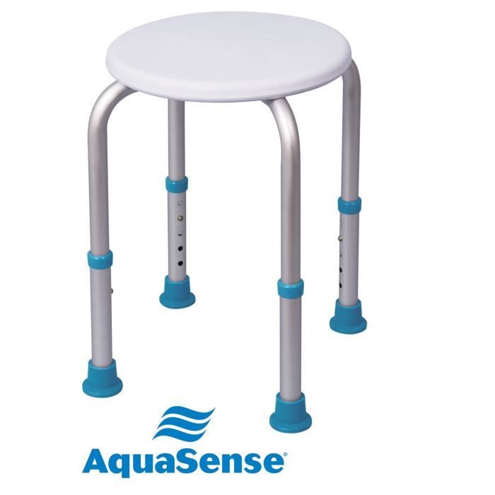 Tabouret de douche AIRGO NL-770-514 - Ajustable en hauteur - En aluminium léger et plastique moulé - Doté d'une surface texturée