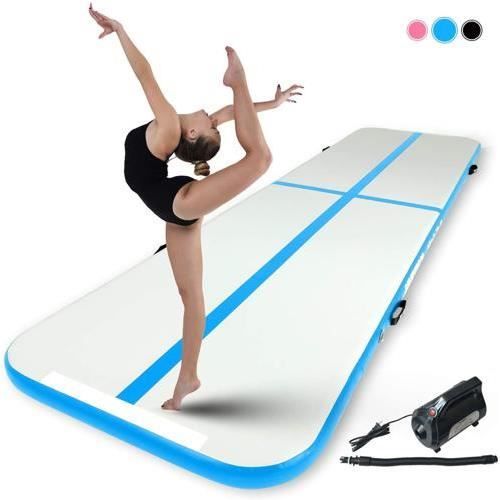 Tapis de gymnastique Gonflable 3m-Tapis de sol /Tapis de gym /Tapis de yoga+ 500W Pompe gonflable -BLEU