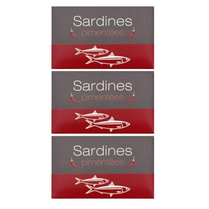 Lot 3x Sardines pimentées - Maroc - conserve 125g