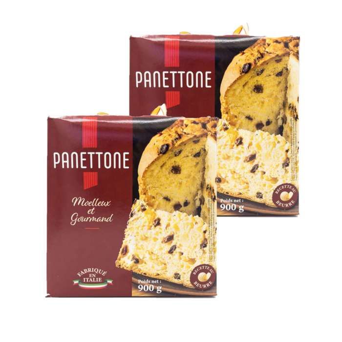 Lot 2x Panettone Pur Beurre - Italie - boîte 900g