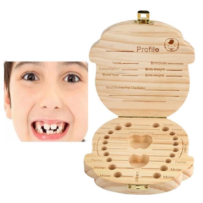 Jelachete - Boîte à dents de lait et cheveux en bois Souvenirs