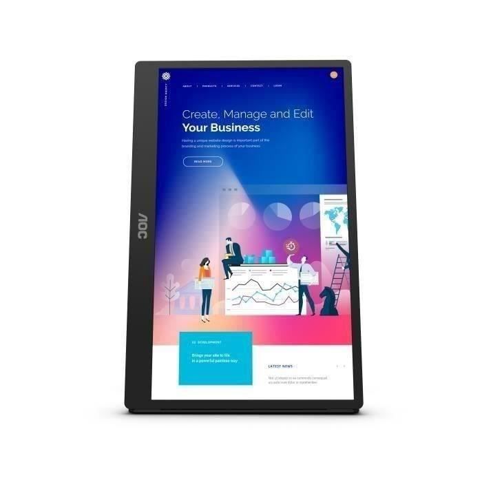 AOC 16T2 - Écran LED - 16- (15.6- visualisable) - portable - écran tactile - 1920 x 1080 Full HD (1080p)