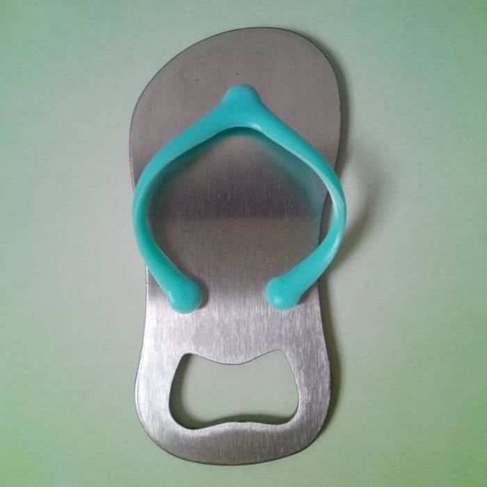 Ouvre-bouteille tongs de plage nuptial - Chaussures cadeaux pour mariage, porte-clés ouvre-bière de - Modèle: Argent - WMKPQA12419