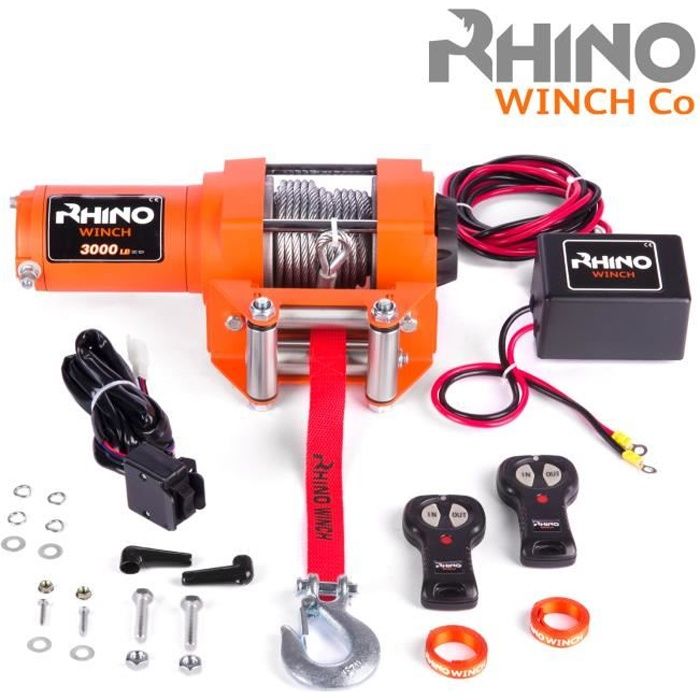 Rhino Treuil 12v Électriques 3000lb / 1360kg - Câble en Acier