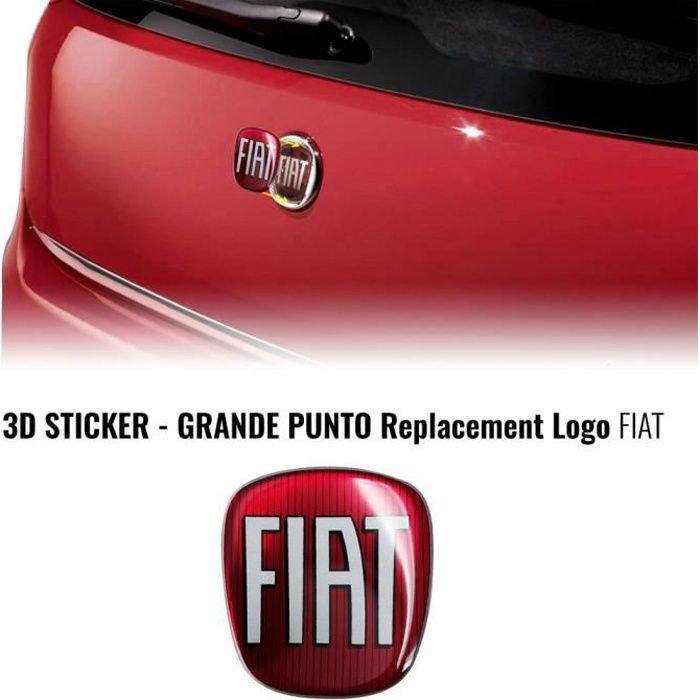 Autocollant Fiat 3D Remplacement Logo pour Grande Punto, Arrière