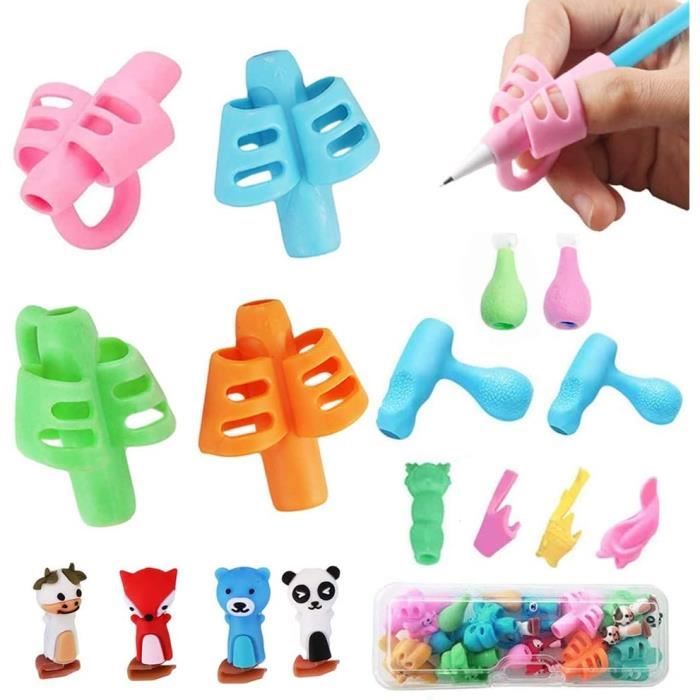 Guide Doigt Enfant, 16 Pièces Crayons Poignées, Silicone Pencil Grips, Grips pour Crayon, Ergonomique Aide Ecriture pour Enfant Adul