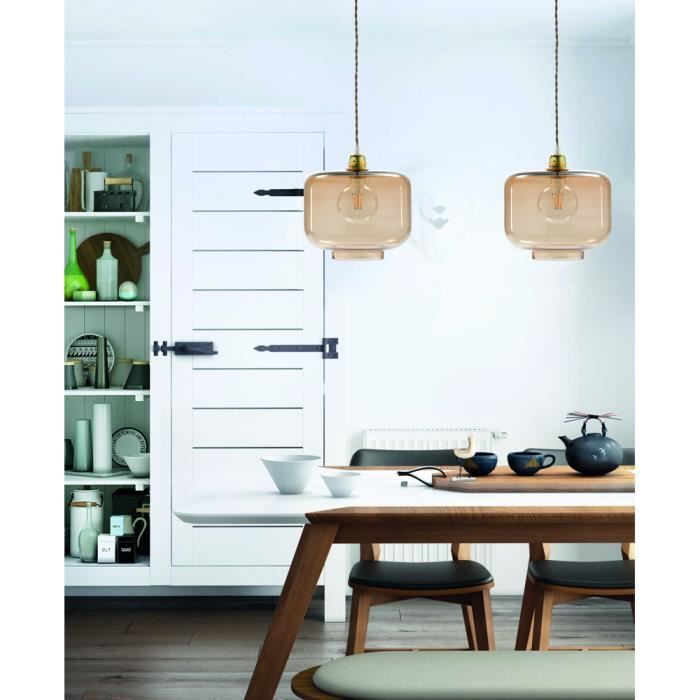 Lampe Suspension en verre soufflé - Couleur Crème