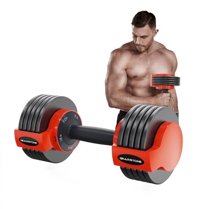 GEARSTONE Ensemble d’Haltères Réglables et Solides, Fitness, Musculation, Montage Facile, Utilisation Facile, 3.6kg-10.8kg