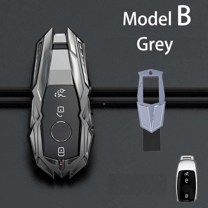 Coque clé,Étui de clé de voiture en métal, de haute qualité, avec accessoires, pour Mercedes Benz W203, W210 - Type Model B Gray #B