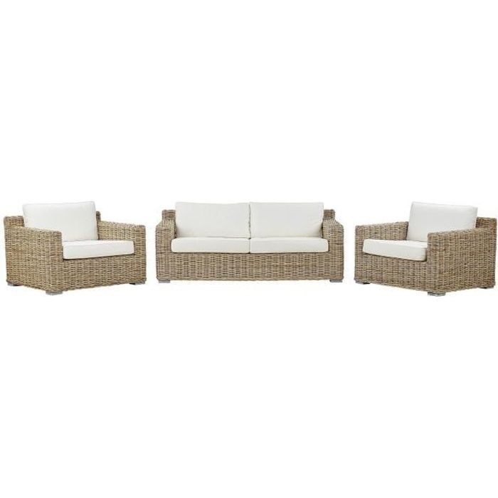 Salon de jardin en rotin marron clair ARDEA