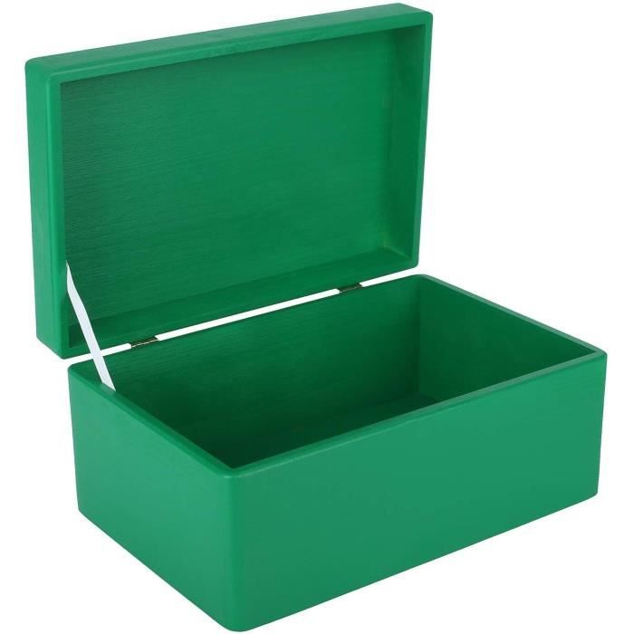 Creative Deco Grande Boite de Rangement en Bois à Décorer Vert | 30x20x14 cm | Naturel avec Couvercle | Boîte Caisse Malle Outil