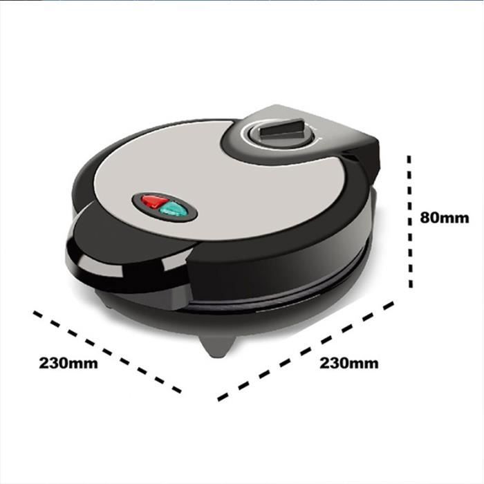 Milaya - Gaufrier - Sandwich Maker en acier inoxydable Breakfast Maker - 25.5*20.5*11cm - Rond - Noir