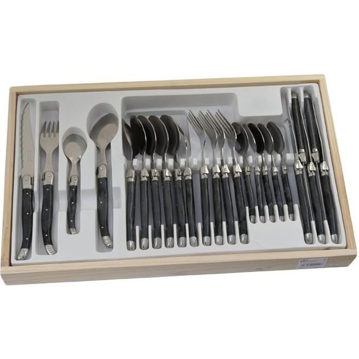 Laguiole Ménagère 24 Pièces Manche Gris Marbre