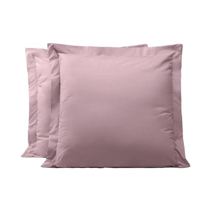 LINANDELLE - Lot de 2 taies d'oreillers coton percale 200 fils DESIREE - Violet - 50x70 cm