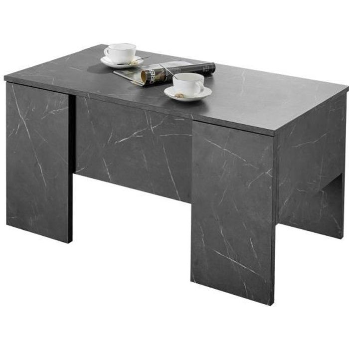 Miliboo - Table basse relevable design effet marbre noir L92 cm CARRA
