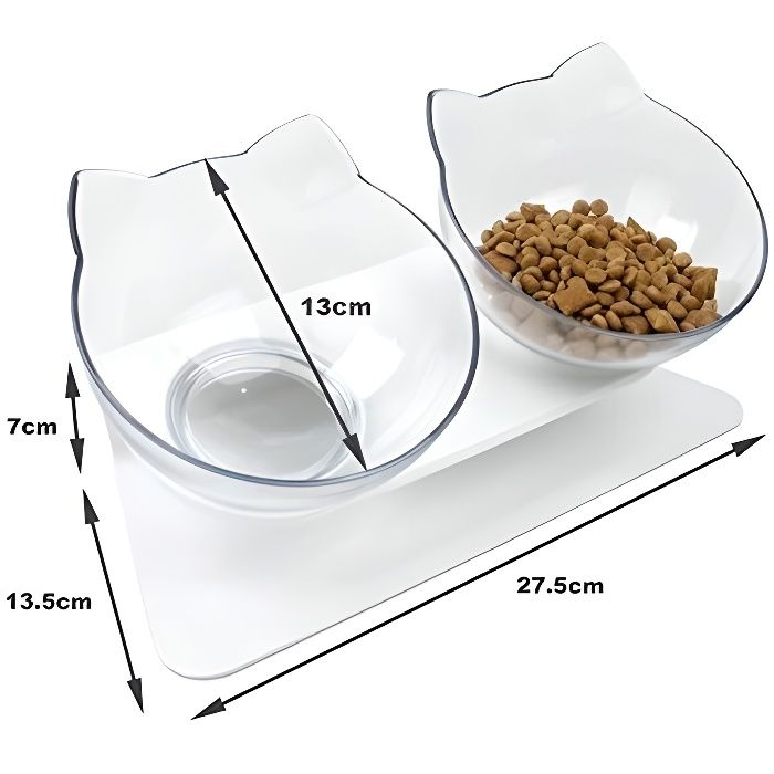 Double bol de nourriture pour animal domestique avec support surélevé pour chats et chiens de petite taille