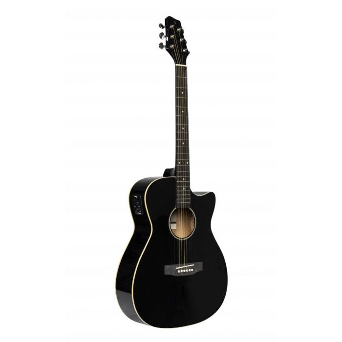 Guitare auditorium électro-acoustique avec pan coupé, noire