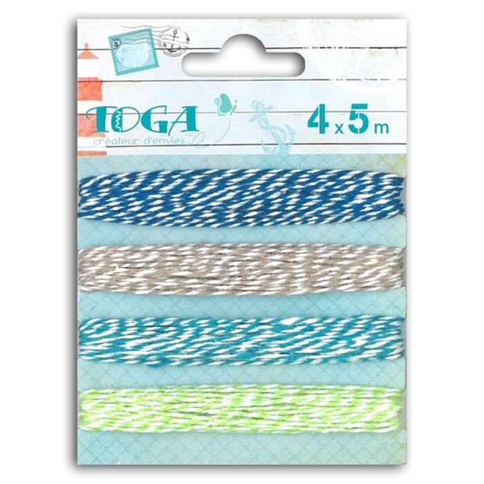 TOGA Lot de 4 ficelles bicolore 5m