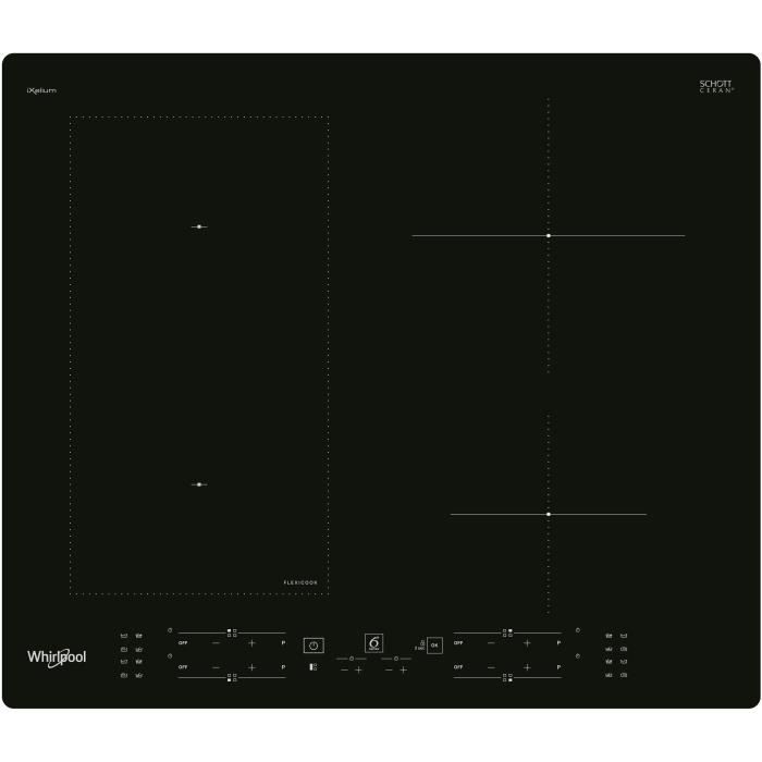 WHIRLPOOL WLB9560NE/IXL - Table de cuisson induction - 4 zones - 7200W total - L 59 cm x P 51 cm - Noir