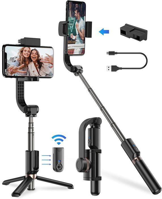 Poignée Stabilisateur Pour Smartphone - Grip Magnétique Avec Télécommande Bluetooth - Compatible IPhone & Android - 8