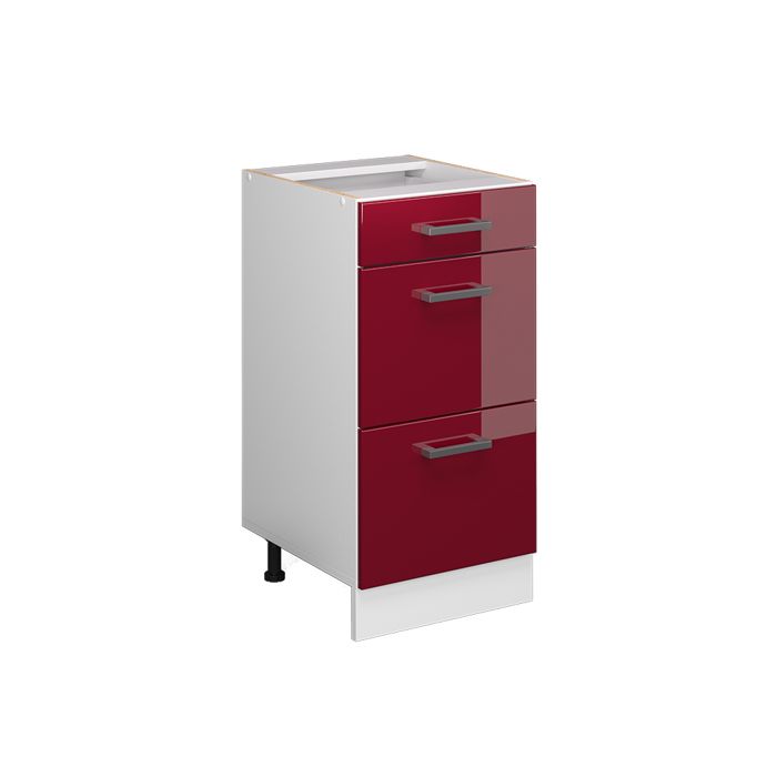Meuble cuisine R-Line 40cm avec tiroirs sans PT Rouge brillant/Blanc Vicco 37733
