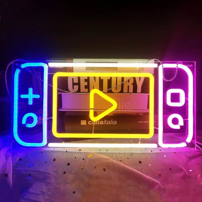 2 Néons LED Éclair Et Planète - Décoration Murale Gaming