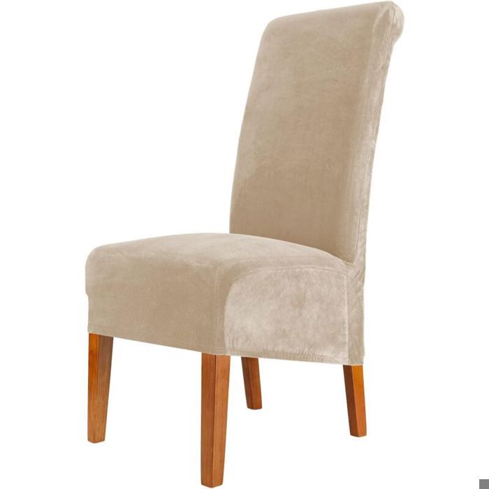 Housses de Chaise - LARGEIGHT - Lot de 2 - Velours Extensible - Dossier Haut XL - Lavable