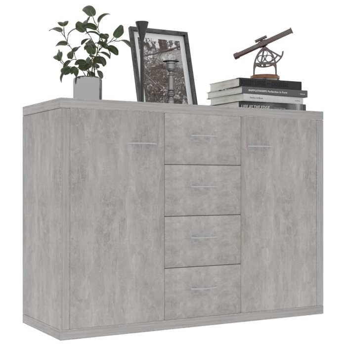Commode/Buffet contemporain Gris béton 88x30x65 cm Bois dingénierie LL0000040916
