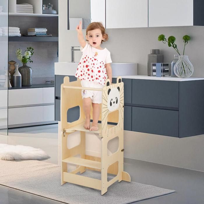 JEOBEST Tabouret Bébé Motif Panda Tour dObservation Enfant Montessori Tour dapprentissage Enfant Chaise Enfant