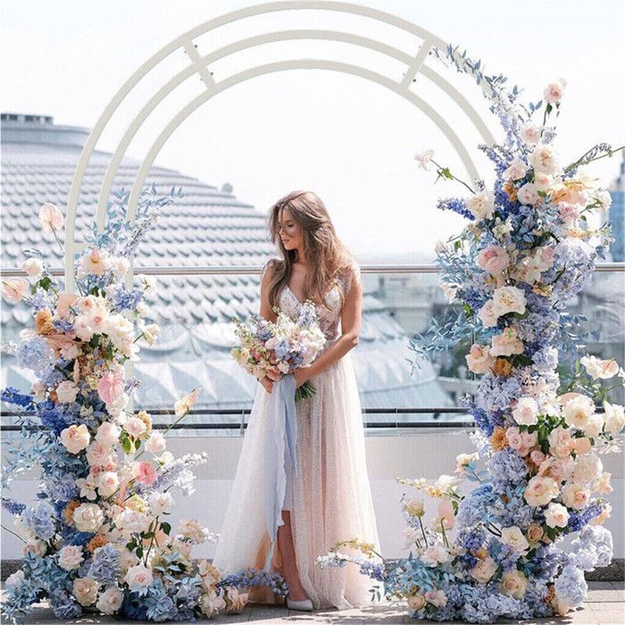 Arche de Mariage en Métal Blanc - pour Décoration de Mariage Ceremonie- Résistante à la Rouille 200x60x260cm