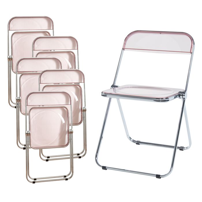 Lot de 6 chaises pliantes Pornainen rose transparent Lot de 6 chaises pliantes Pornainen rose transparent