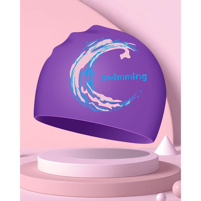 Bonnet de bain en silicone pour femmes hommes adultes et adolescents Violet
