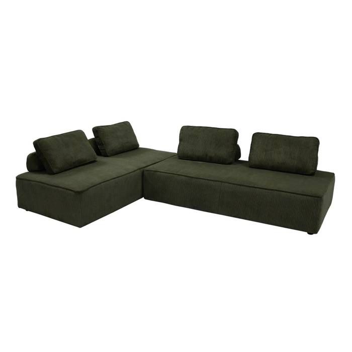 Lot de 2 chauffeuses LAO 2 places pour canapé modulable velours côtelé vert foncé. L 180 x P 90 x H 78cm