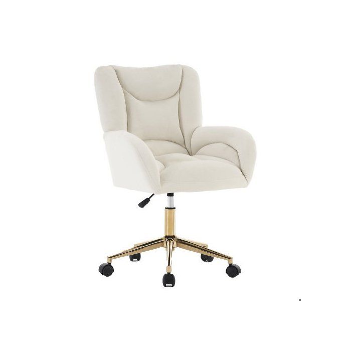 Chaise de Bureau Moderne Chaise Coquille Fauteuil de Bureau en Velours Siège Roulante Pivotante à Dossier Bas Réglable