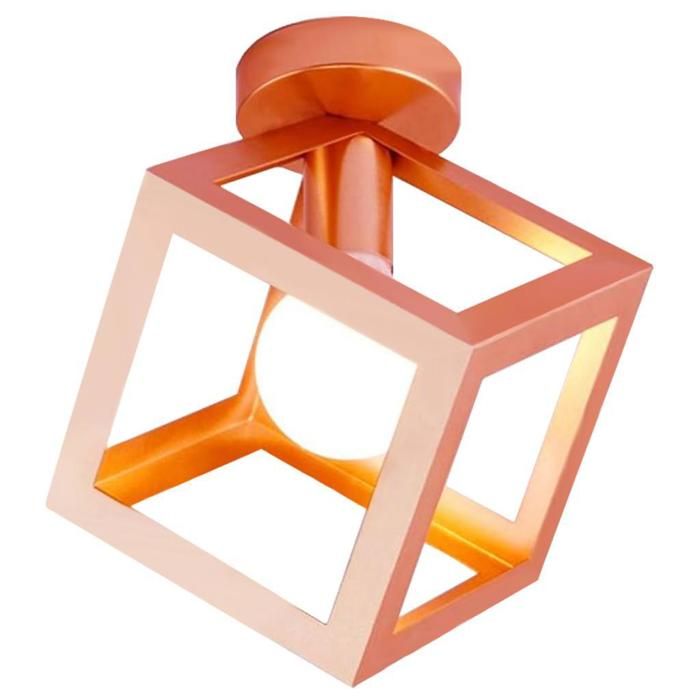 Plafonnier - SMOTOP - Or rose - Cage géométrique vintage - E27 1x (60W max)