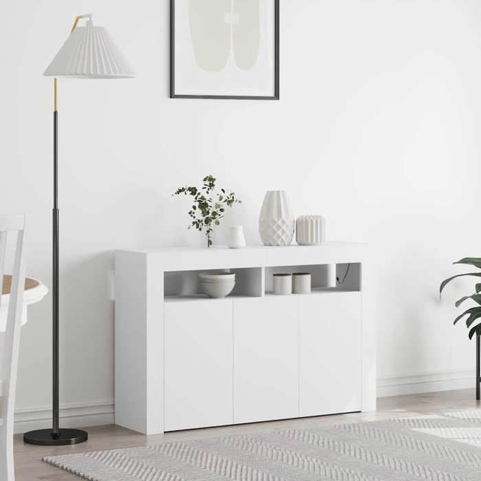 BEST-HOME Buffet - Armoire avec Porte Placard avec Rangement Blanc 116 x 30 x 75 cm Bois dingénierie nvq3934