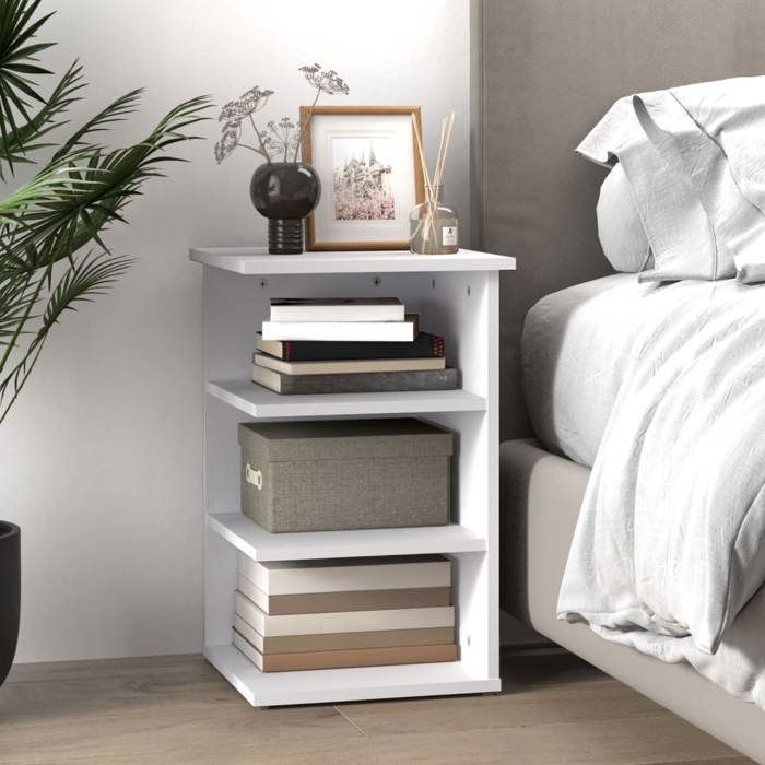 Buffet bas - JILI - Blanc Armoire latérale - Pour salon - Blanc 35x35x55 cm Aggloméré FR8039