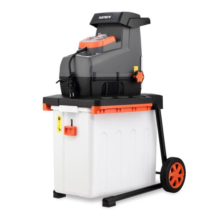Broyeur de végétaux électrique FUXTEC FX-EGH2800B 2800 W bac 60 L coupe branches diametre 44mm IPX4