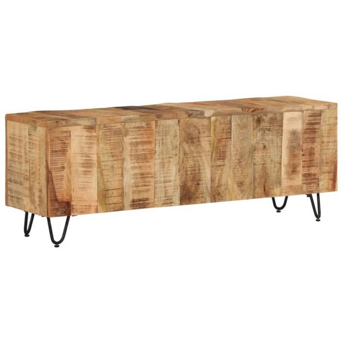 Meuble TV en bois de manguier - vidaXL - 110x30x40 cm - Bois massif - Finition naturelle - Hauteur des pieds 10 cm