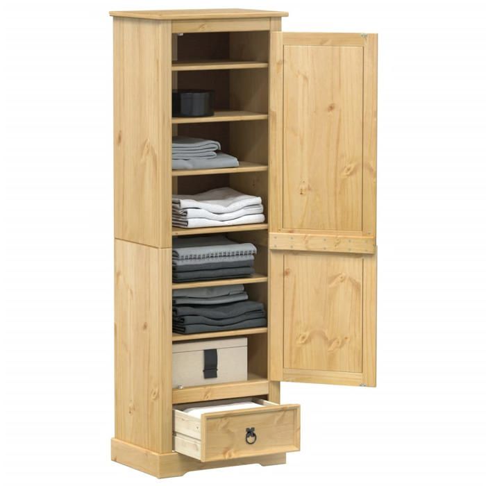 SALE 2026 Garde-robe Brun - Garde-robe Corona 55x38x170cm - bois de pin massif PRO295607791