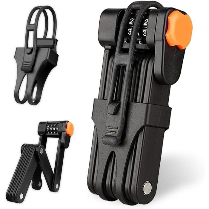 Antivol pliable - Antivol pour vélos électriques et fatbikes - Antivol de vélo - Convient à tous types de vélos - Avec support