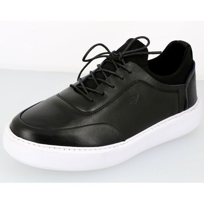 BELYM Sneakers homme en véritable cuir noir SN066 42