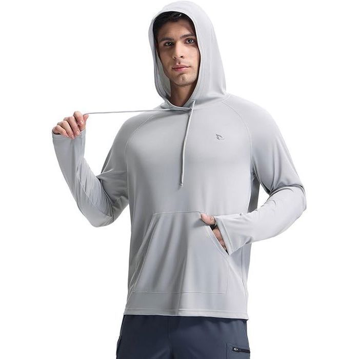 BALEAF Sweat à capuche de natation homme anti-UV UPF séchage rapide gris - Taille S
